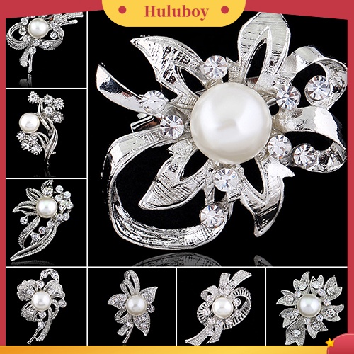 {Ready Stock} Baru Buket Pengantin Berlian Imitasi Kristal Bros Pin Perak Mutiara Bros Bunga