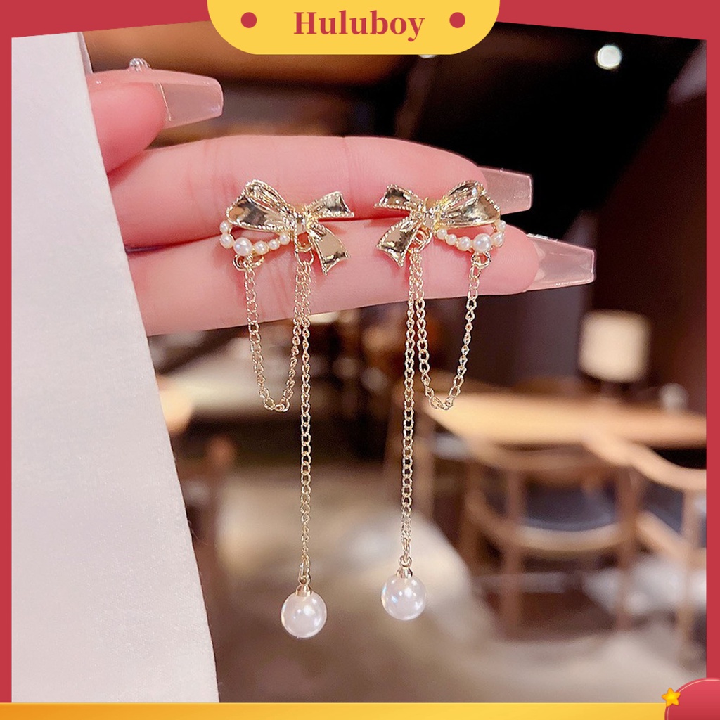 {Ready Stock} 1pasang Ikatan Simpul Bentuk Berlian Imitasi Bersinar Lady Earrings Heart Mutiara Imitasi Rumbai Menjuntai Earrings Perhiasan Aksesori