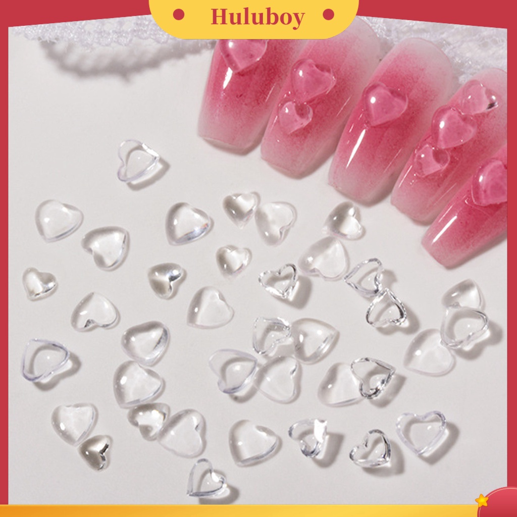 {In Stock} 20Pcs Dekorasi Kuku Transparan Bentuk Indah Mempesona Efek Visual Ramah Lingkungan 3D Cinta Hati Nail Art Decor Manicure Jewelry Untuk Salon Kuku