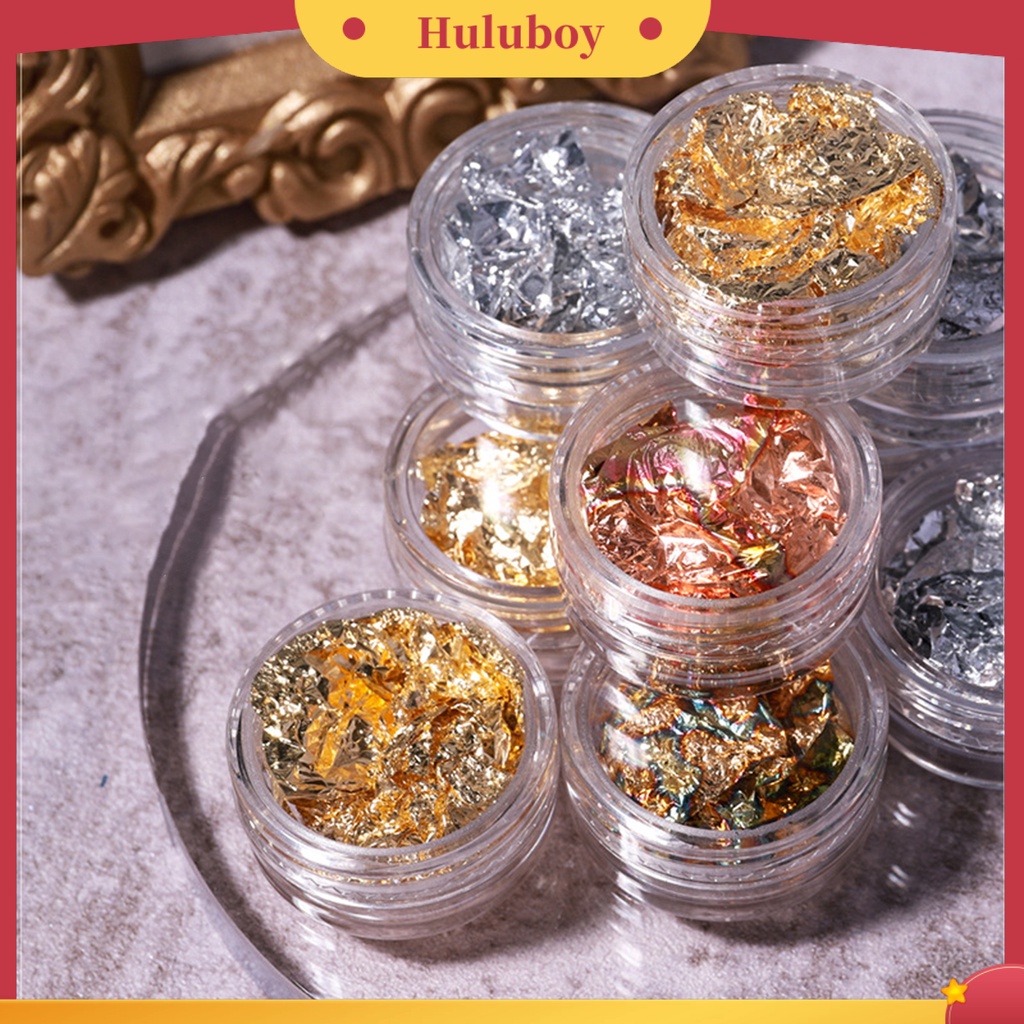 {In Stock} 12Pcs/Set Foil Kuku Ultra Tipis Mudah Ditempelkan Foil Kuku Emas Ringan Sequin Flakes Untuk Manicure