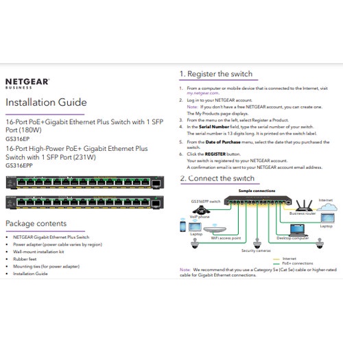 Netgear GS316EP 16 Port PoE+ Gigabit Ethernet Plus Switch + 1 SFP Port M