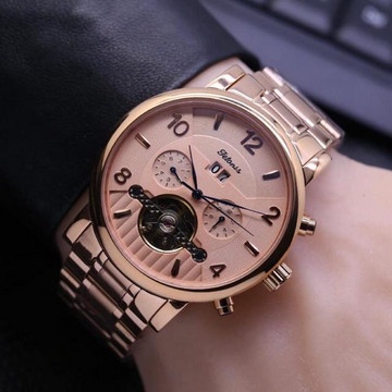 Jam tangan Pria Tetonis Original Automatic Rantai Stainless Free Box - ROSEGOLD