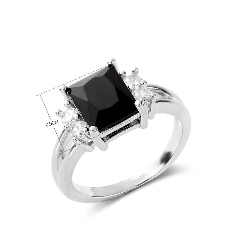 Goldkingdom Aksesoris Perhiasan Fashion Ready Stock Korea Berlian Persegi Cincin Wanita Sederhana Zirkonia Hitam Biru Merah Zirconia Ungu