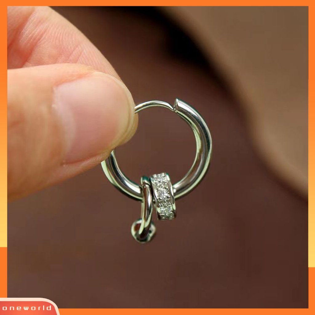[OWR] 1pasang Ear Studs Multi-Layer Cincin Punk Hip Hop Kepribadian Hadiah Baja Titanium Keren Sederhana Pria Anting Perhiasan Fashion