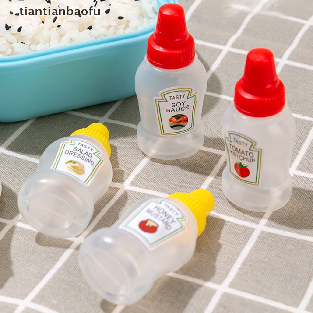 [tiantianbaofu] 4pcs/set 25ML Botol Kecap Tomat Mini Madu Mustard Portable Wadah Saus Kecil Salad Dressing Container Pantry Container Butik