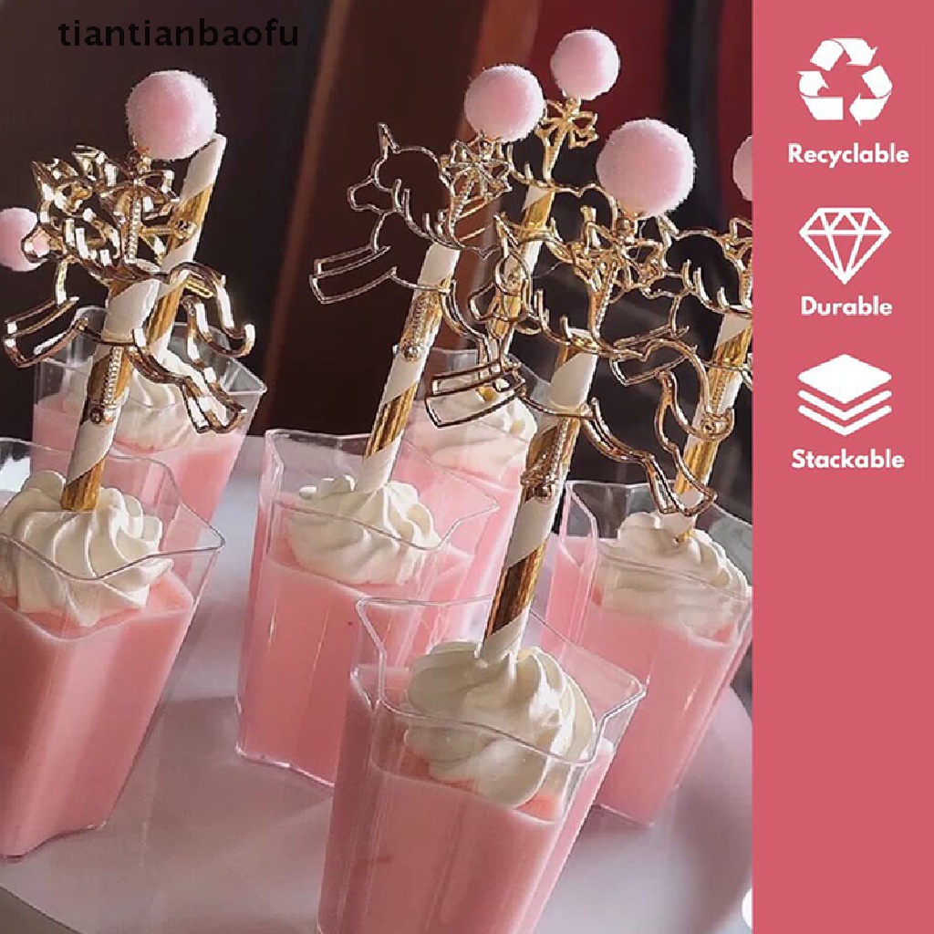 [tiantianbaofu] 5/10pcs 70ml Pentagram Shaped Mousse Cup Plastik Transparan Dessert Bowl Butik