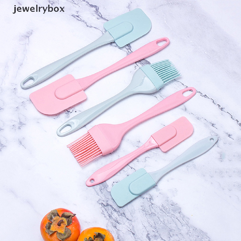 [jewelrybox] 3pcs/set Silikon Scraper Baking Tools DIY Kue Butter Cream Spatula Kuas Minyak Butik