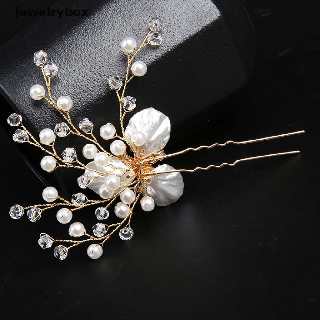 [jewelrybox] Vintage Handmade Emas Pernikahan Aksesoris Rambut Mutiara Kristal Jepit Rambut Klip Tongkat Headpiece Dekorasi Pesta Untuk Hiasan Rambut Butik