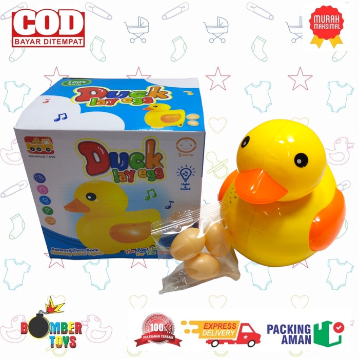 MAINAN ANAK BEBEK TELUR LUCU ANIMAL LAY EGGS DUCK BUMP N GO BESAR KADO