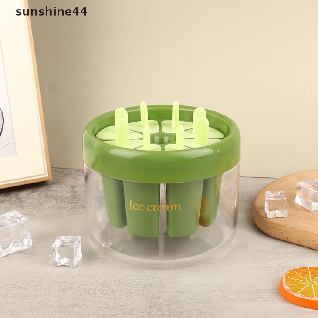 Sunshine 8cells Cetakan Es Krim Silikon Juice Popsicle Maker Cetakan Es Lilin Dengan Stik ID