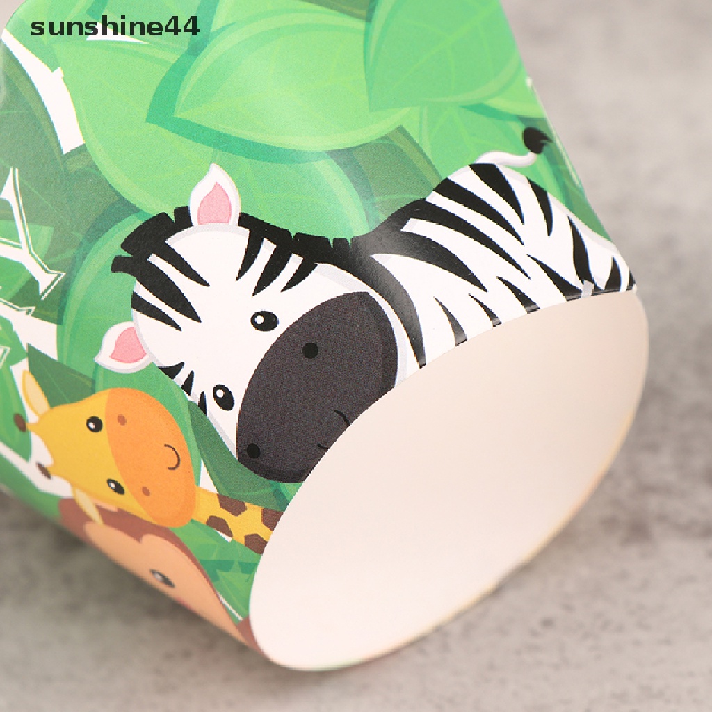 Sunshine 12Pcs Jungle Safari Animal Cupcake Wrapper Hewan Liar Pesta Cupcake Topper ID