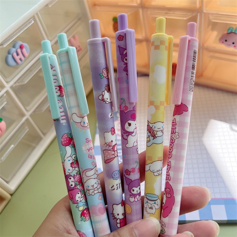 [Unggulan] 1pc 0.5mm Examination Product Black Signature Pen Kartun Melody Kouromi Pena Netral Cepat Kering Sanrio Press Pena Netral Siswa Alat Tulis Kantor Perlengkapan Sekolah