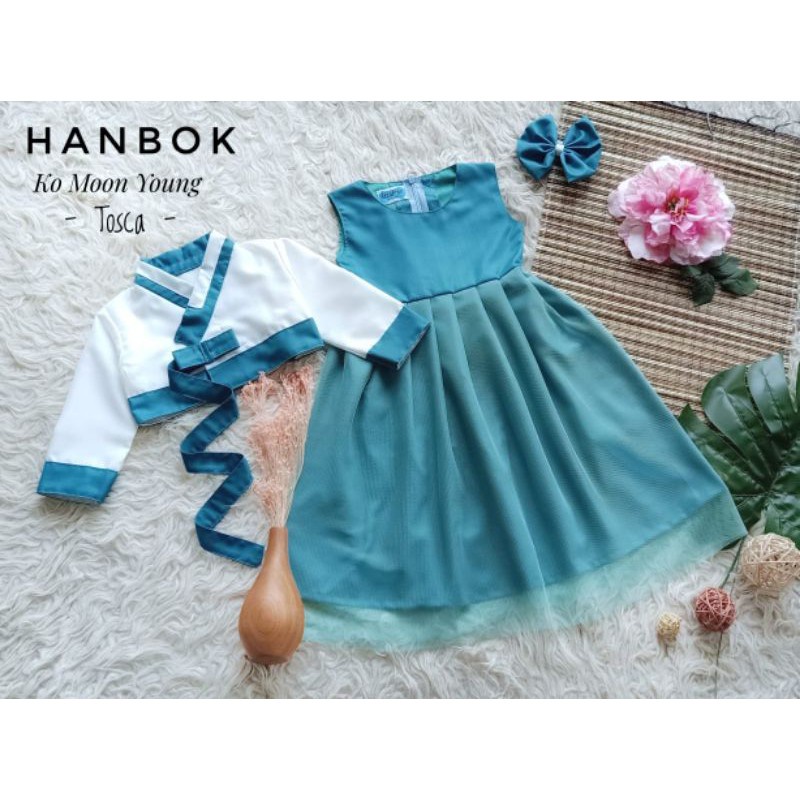 GAMIS ANAK & DEWASA / DRESS  KARDIGAN  '" HANBOK KO MOON YOUNG '" WARNA TOSKA