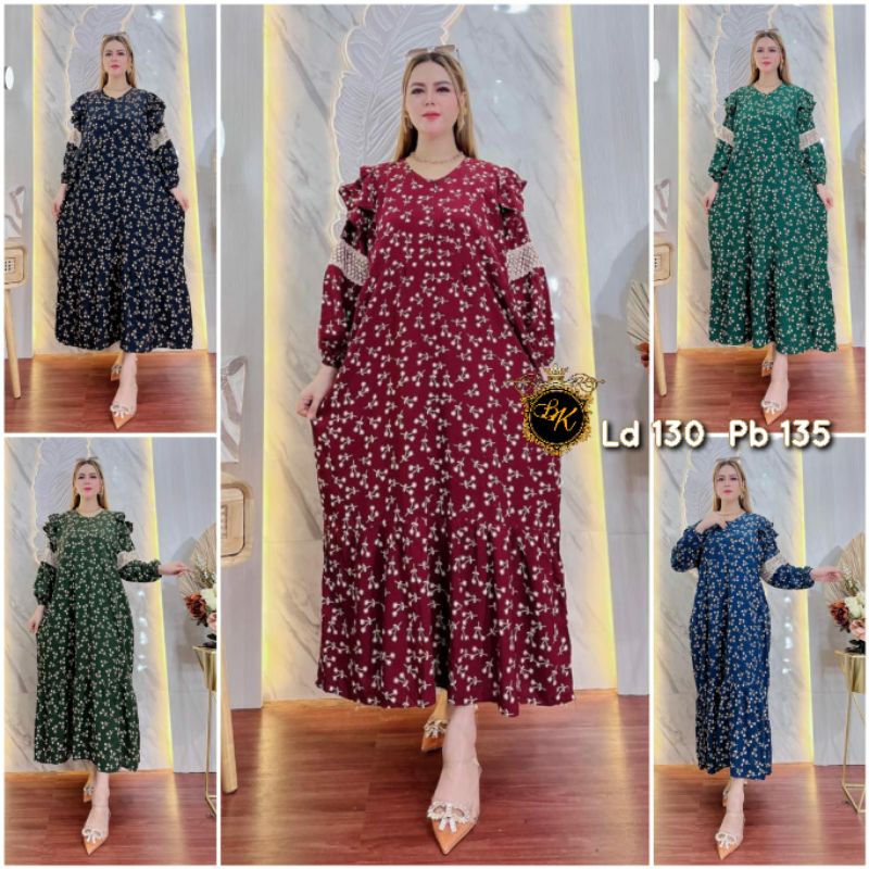 Ready Stock ✅ Dress Lebaran Gamis Cringkel Jumbo Arabian Ld 120 Gamis Jumbo Arabian Longdress Arabia