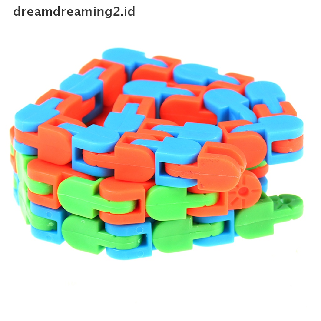 (hot) Wacky Tracks Snap and Click Mainan Anak Autism Snake Puzzles Classic Sensory Toy//