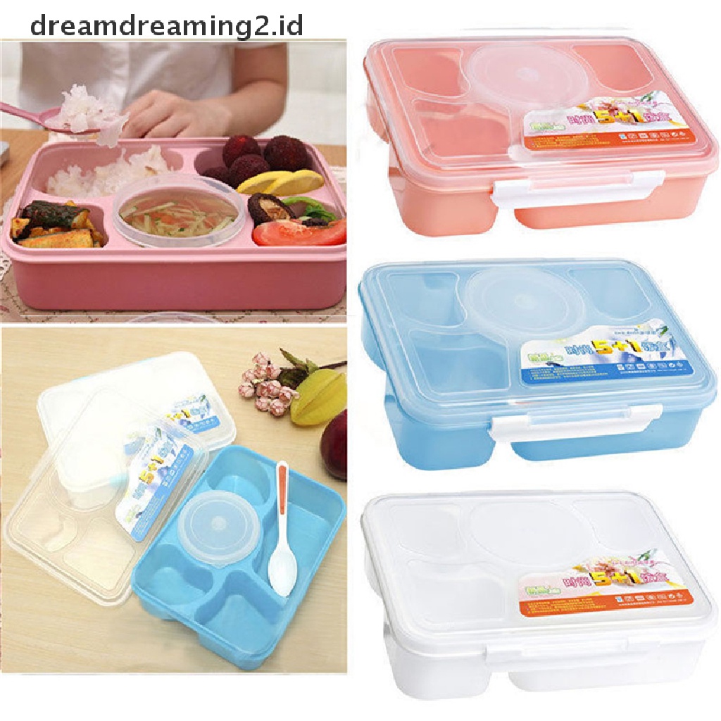 (hot) New Microwave Bento Lunch Box+Sendok Utensils Kotak Penyimpanan Wadah Makanan Piknik//