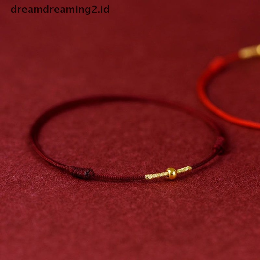 (hot) Fashion Handmade Gelang Tali Merah Beruntung Bangle Wanita Pria Pecinta Sahabat Beruntung Gelang Kaki Ukuran Menyesuaikan//