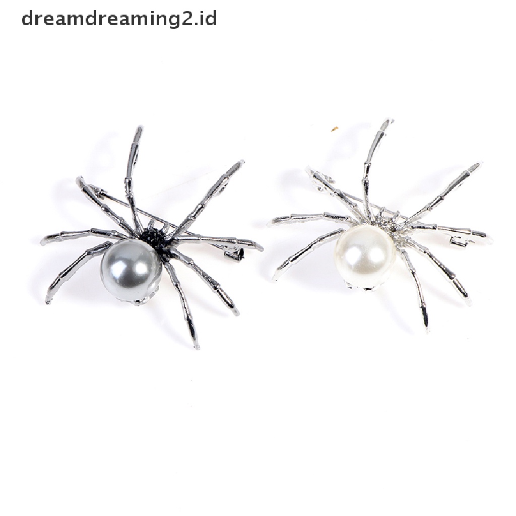 (hot) 1pc Spider Pearl Bros Korsase Perempuan Hadiah Aksesoris Pria Fashion Perhiasan//