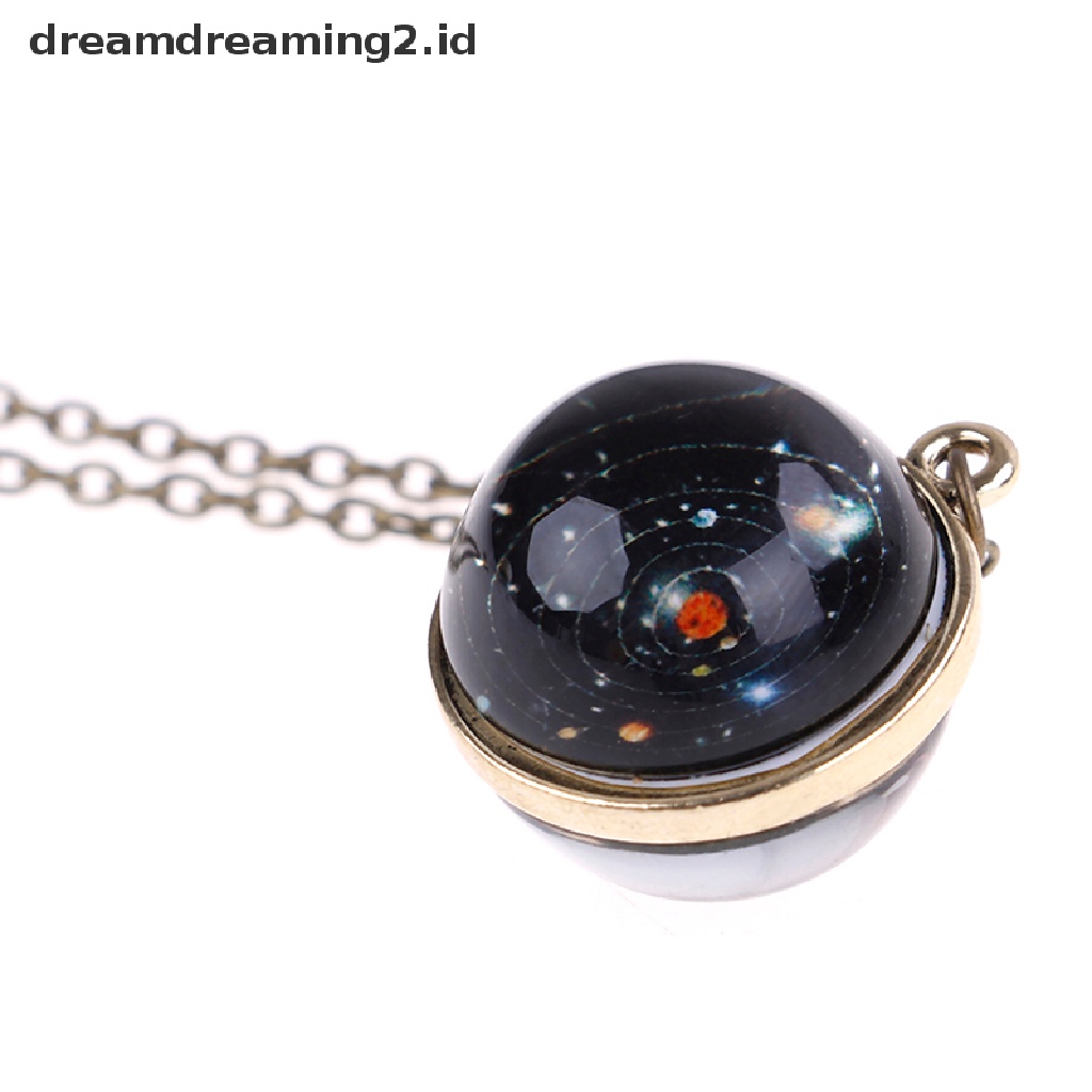 (hot) Kalung Tata Surya Liontin Galaxy Dua Sisi Pendant Universe Jewelry//