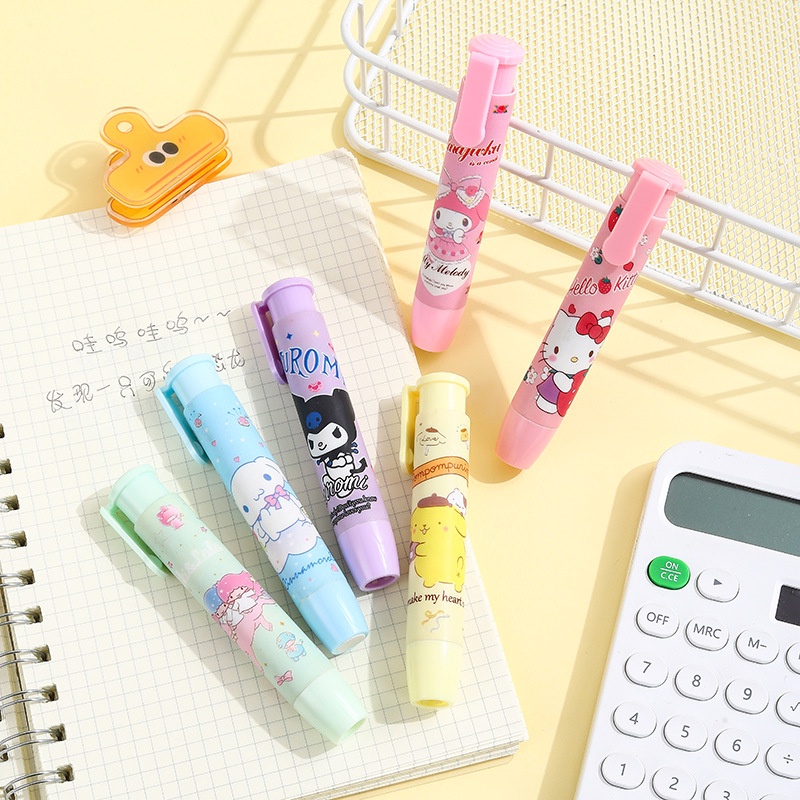 Kawaii Press Pencil Eraser (Warna Random)/Pen Eraser Motif Kartun Anime/Perlengkapan Belajar Siswa