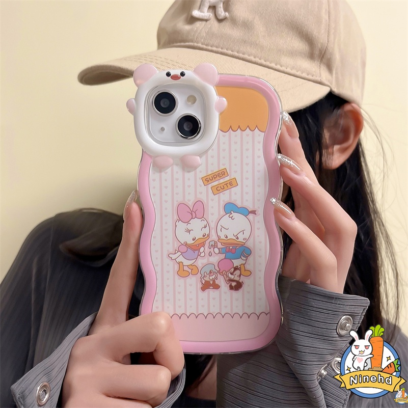 IPHONE Casing Kompatibel Untuk Iphone14 13 12 11 Pro Max X Xr Xs Max7 8 6 6s Plus SE Pasangan Kartun Bebek Casing Ponsel Lensa Monster Kecil Bening Soft Case Cover Shockproof Cover Pelindung