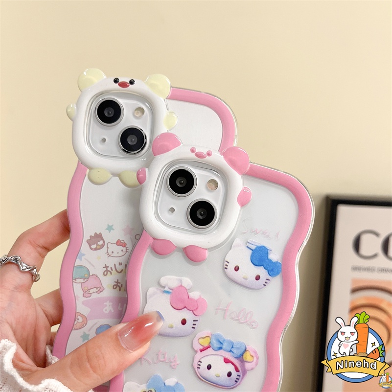 IPHONE Casing Kompatibel Untuk Iphone14 13 12 11 Pro Max X Xr Xs Max7 8 6 6s Plus SE Kartun Kucing Casing Ponsel Transparan Monster Kecil Gelombang Tepi Anti Jatuh Shockproof Cover Pelindung