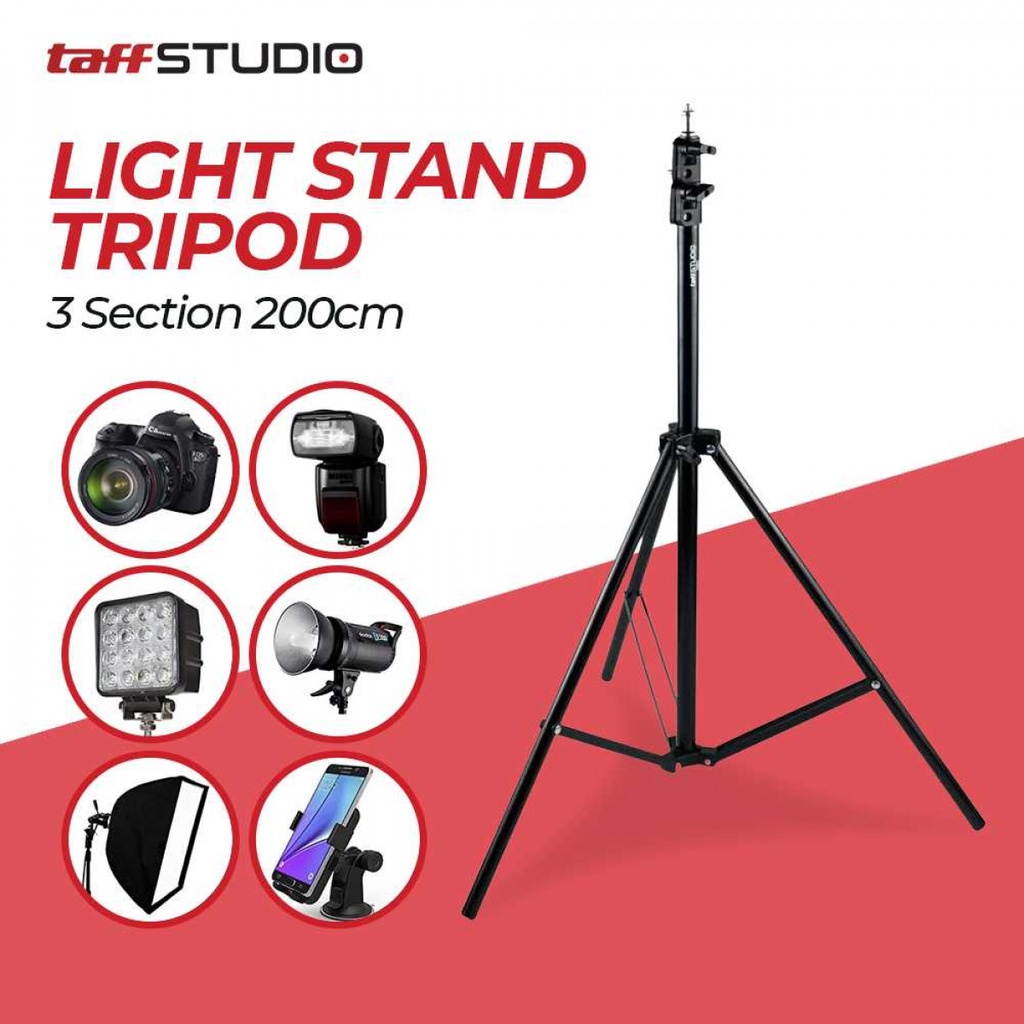 Tiang Lampu Portable Light Stand Tripod 200cm for Studio Lighting