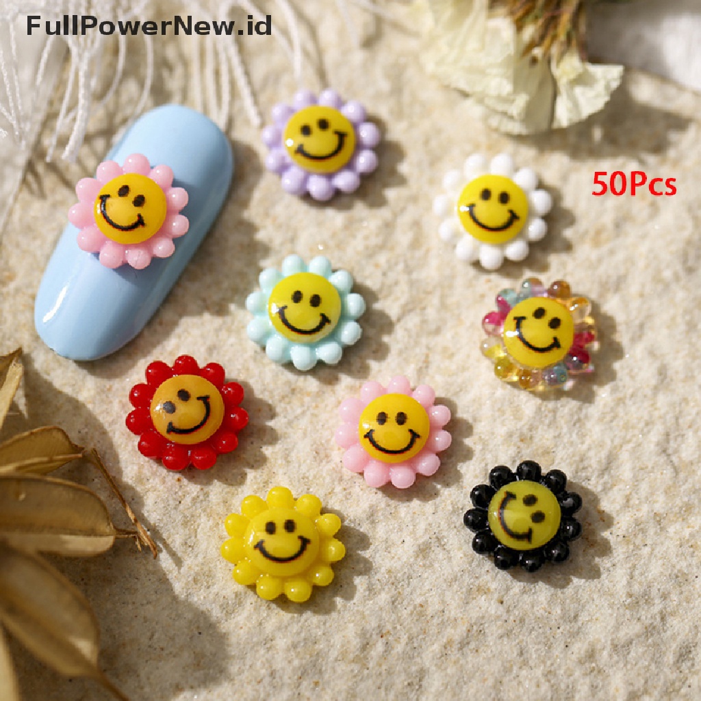 Power 50Pcs Resin 3D Mini Sun Flower Nail Art Permata DIY Kuku Perhiasan Dekorasi ID