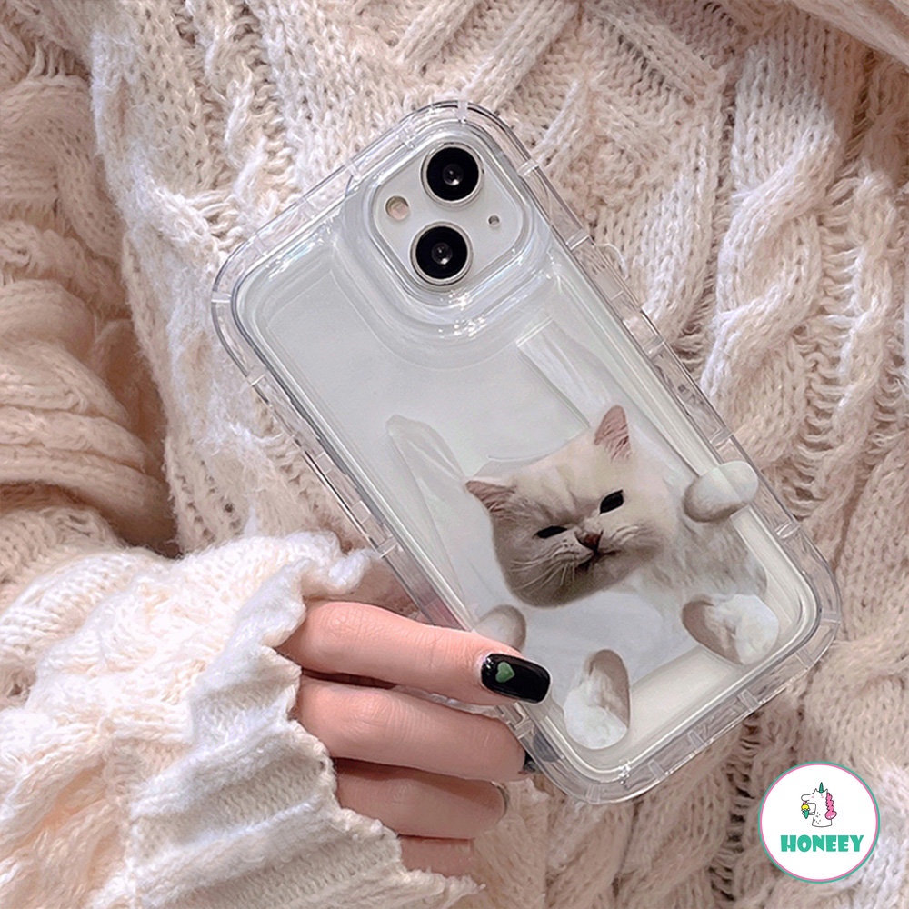 IPHONE Ins Lucu Indah Kucing Anjing Casing Ponsel Transparan Untuk Iphone11 13 12 14 Pro Max Cute Air Bag Lembut Silikon Cover Bumper