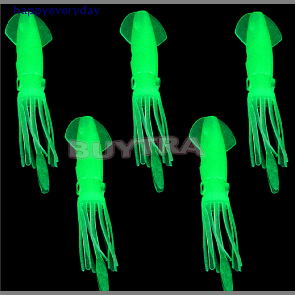 [happy] 1pc 4.3 &quot;B2 Rok Cumi Gurita Pancing Lembut Luminous Lures Umpan Glow in Dark [ID]