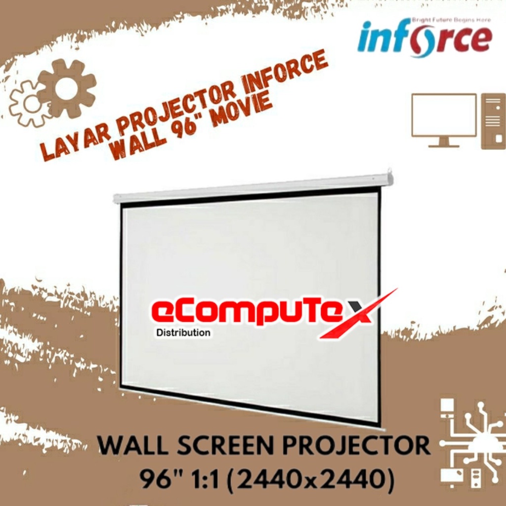 LAYAR PROYEKTOR WALL INFORCE 96 INCH 1:1 / PROJECTOR WALL INFORCE 96&quot; / SCREEN WALL PROJECTOR 96&quot;