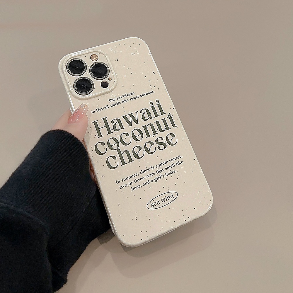 IPHONE Korea Simple Dot Green English Silicone Case Untuk Iphone14 11 12 13 PRO MAX Casing Cover Pelindung AT0150