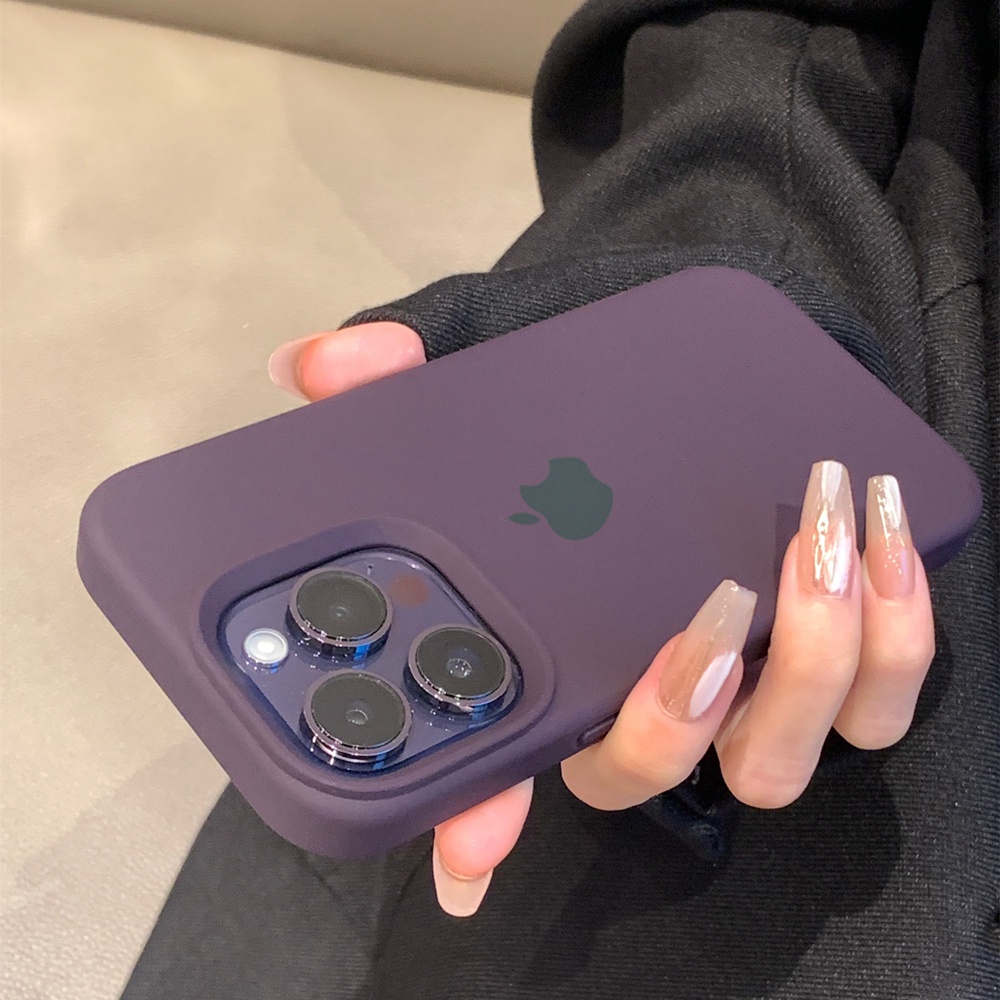 Deep Purple Liquid Silicone Phone Case For iPhone 11 12 Pro Max 13 14 Pro Max Casing iPhone 14 Plus Full Cover Shockproof Soft Case