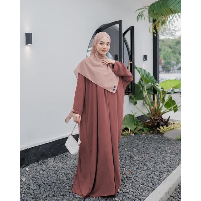 Abaya Luxury CRINGKEL Azkia HUMASYARI / Abaya Luxury Set Khimar CRINKLE Premium / Set Baju Lebaran M