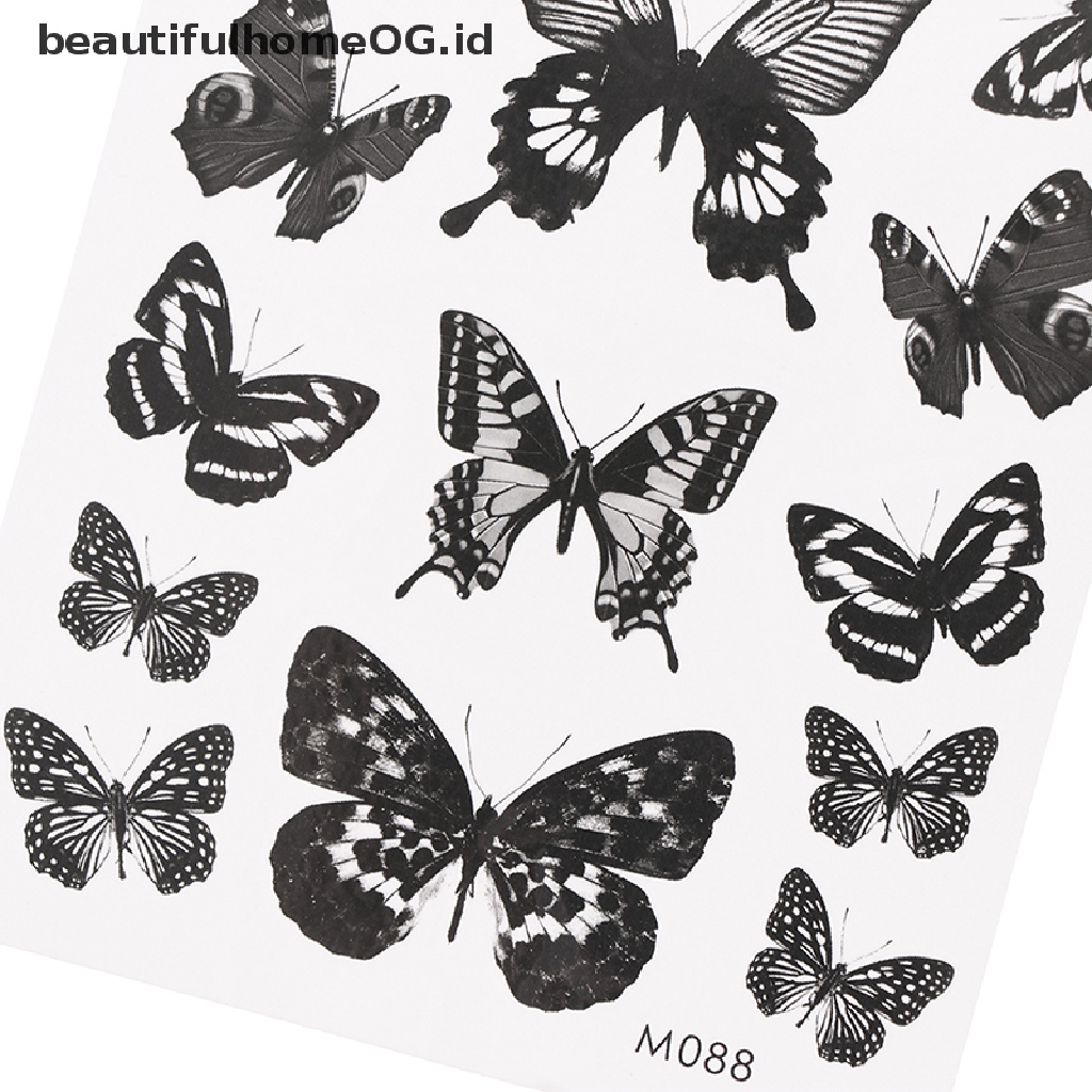 // Beauty// 1lembar Stiker Tato Temporer Tahan Air 3D Butterfly Fake Tattoo Leg Arm Art **