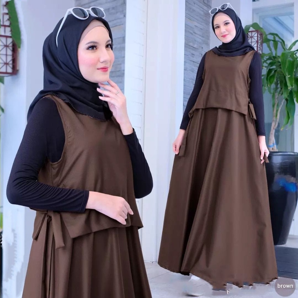 GAMIS STORE | Sienna Set Wanita Remaja Muslim OOTD Casual Daily Lebaran Premium l Setelan Rok Polos Basic 2in1