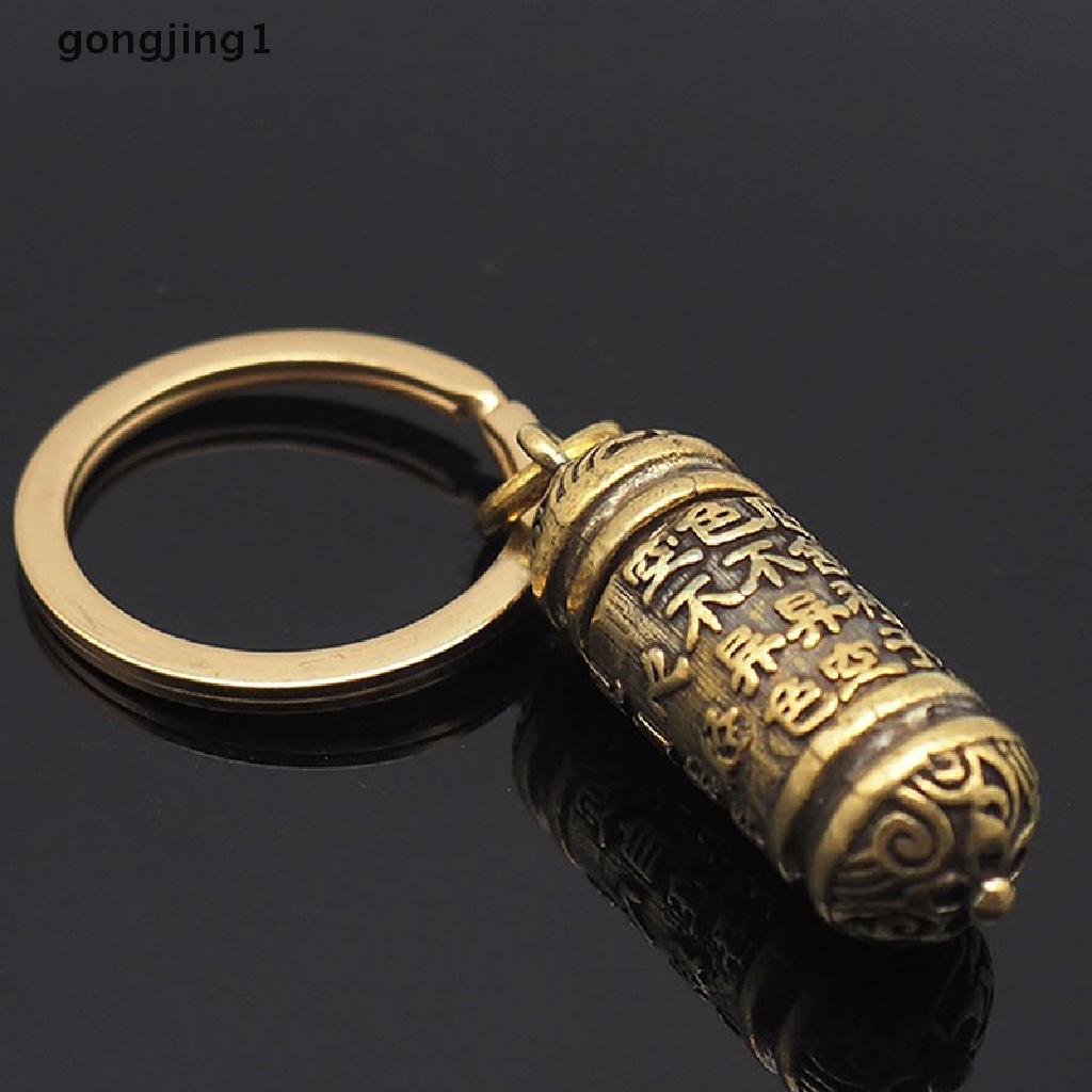 Ggg Hollow Kuningan Sutra Silinder Liontin Gantungan Kunci Pill Box Container Bottle Keychains ID