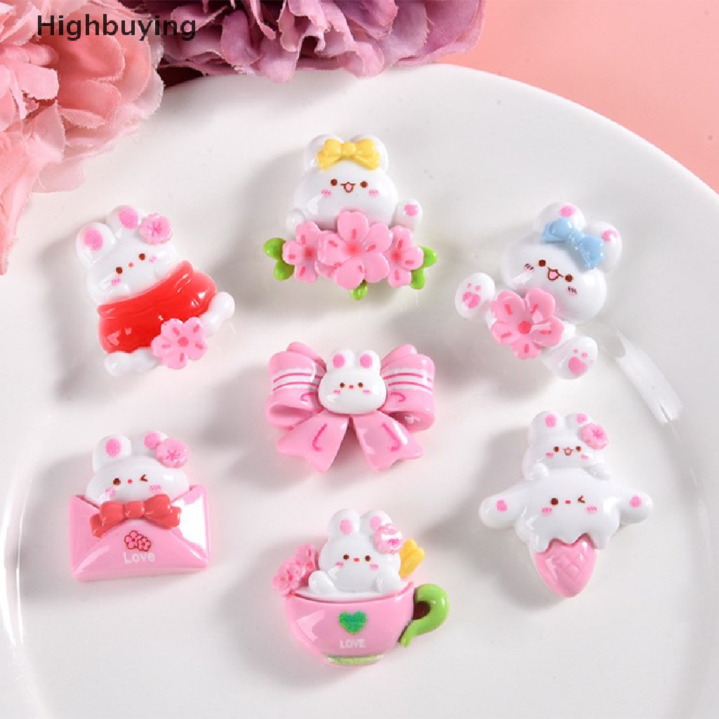 Hbid 5pcs Baru Lucu Kawaii Resin Mini Kartun Pink Cherry Blossom Datar Kembali Cabochon Glory