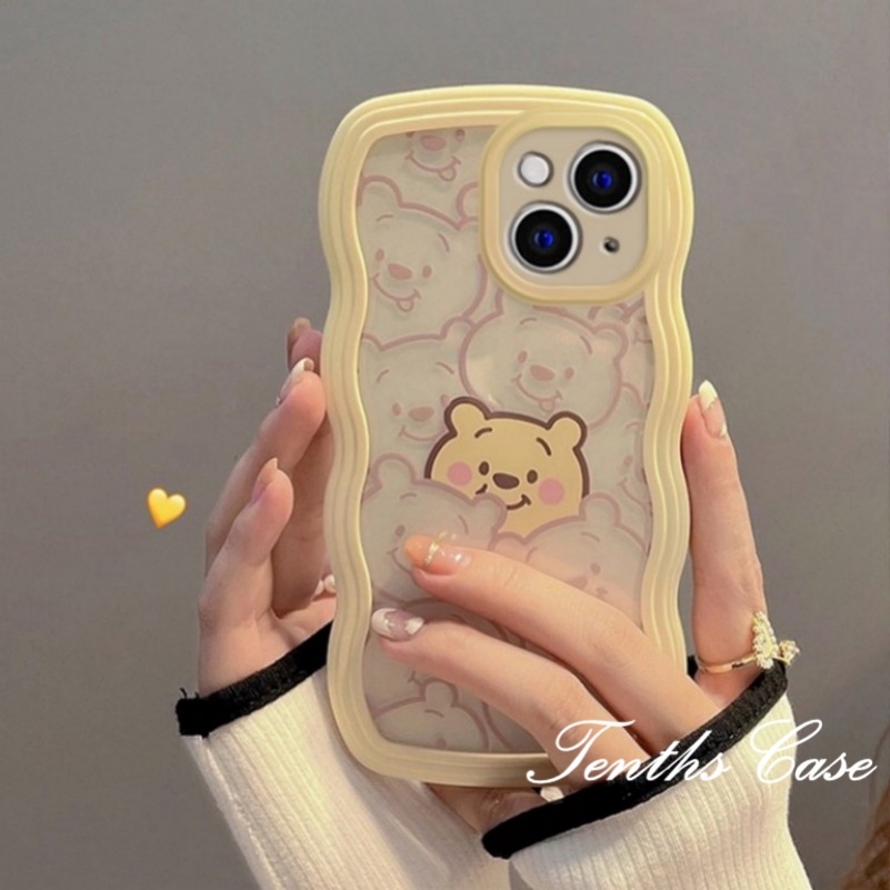 Kompatibel Dengan Samsung S22 S21 S20 Plus S22 S21 S20 Ultra S20 FE S21 FE Note 20Plus Note 20Ultra Cute Bear Wave Edge Phone Case