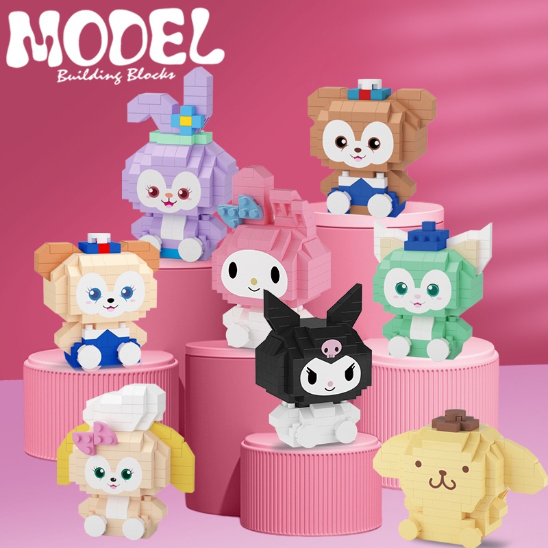 Lucu Lina Bell/Kuromi/Cinnamoroll Merakit Blok Bangunan Mainan Stella Dekorasi model Hadiah Ulang Tahun