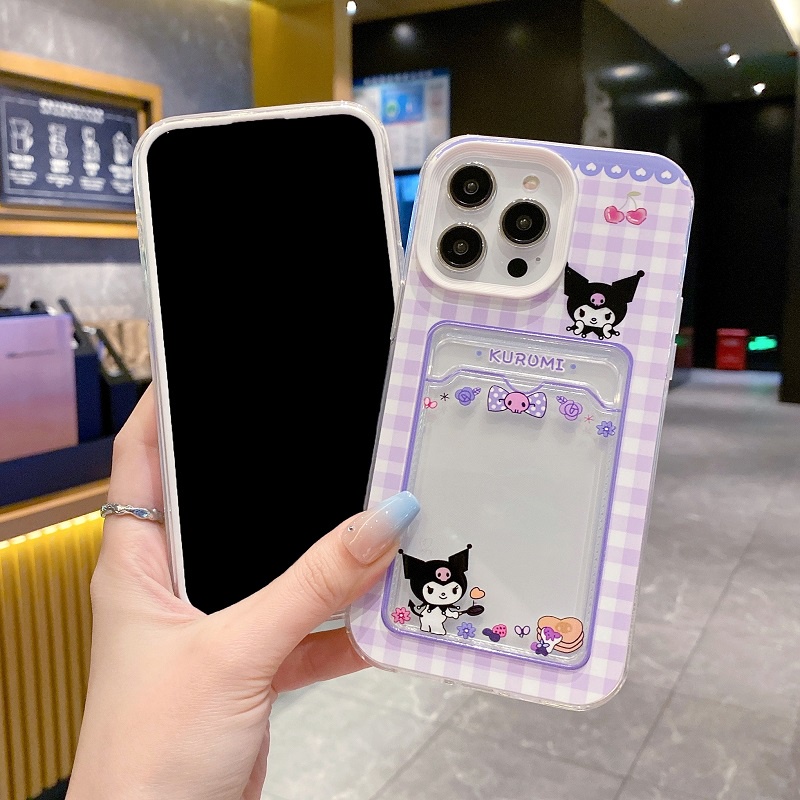 Kartu Pelindung 3in1 Desain Lengan Untuk iPhone Case14 13 12 11 Pro Max X XR XS Max7 8 Plus Kartun Kuromi Melodi Lucu