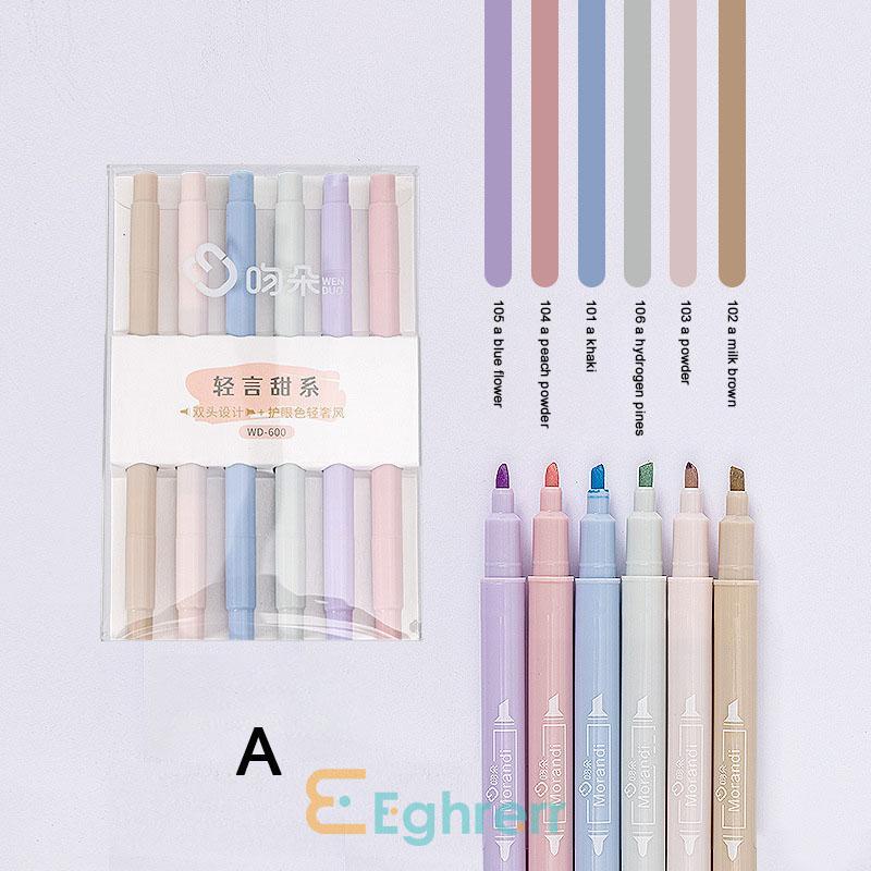 

✨EG 6 PCS Spidol Highlighter Pastel Colour Highlighter Pen Sanrio Pen Journal Marker Pen Alat Tulis Replacement Stabilo highlighter pastel double tip-Eghrerr