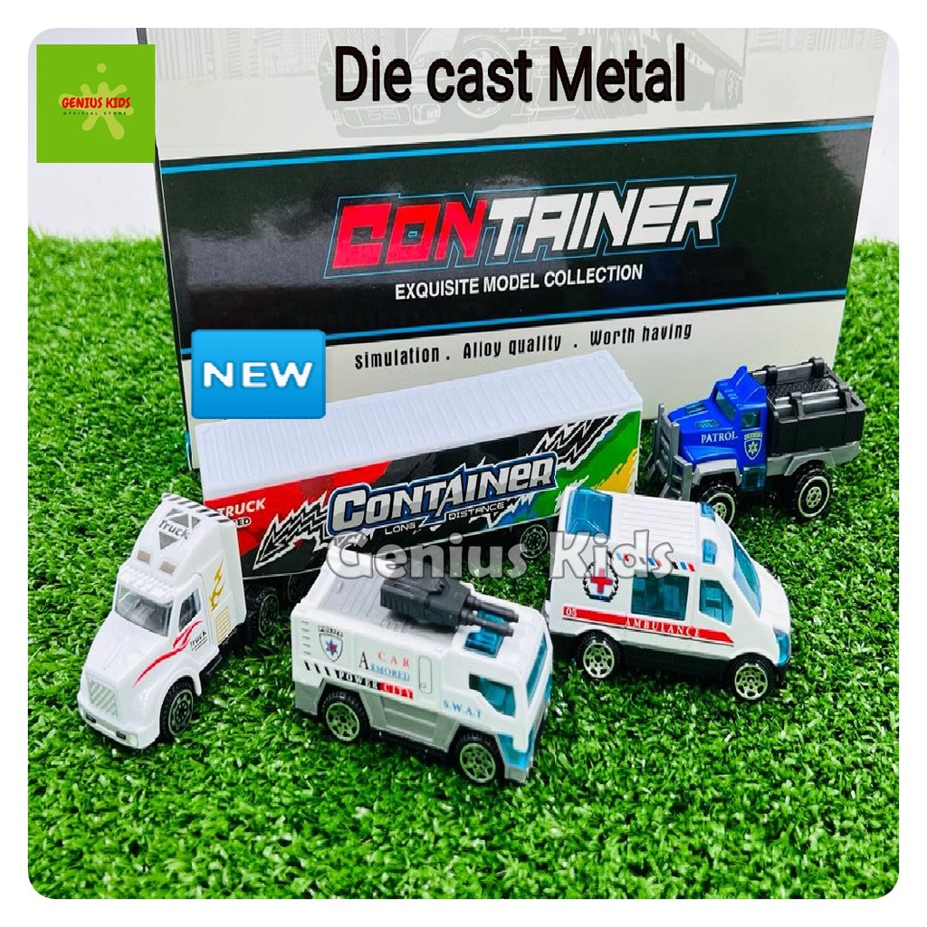 Premium Miniatur Mainan Mobil Truk Kontainer Tangki Die cast Metal Mobil Militer
