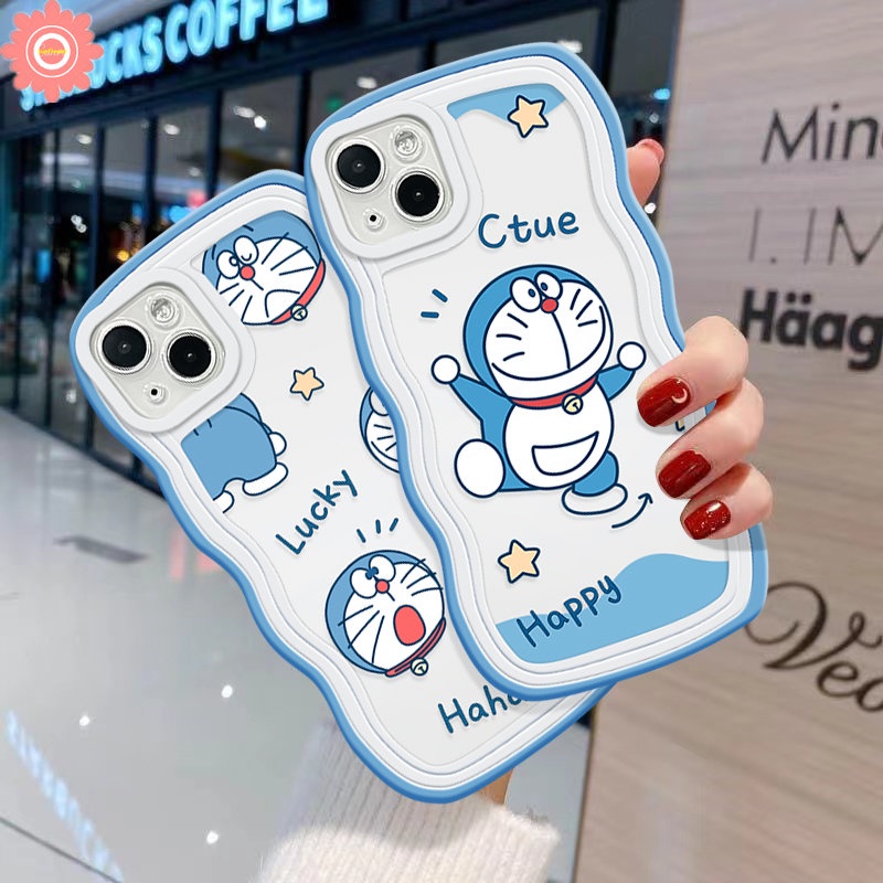 Casing Tepi Bergelombang Redmi Note11 10 9 8 10s 9s 11s 11Pro 10Pro Max Redmi 12C 10C 9 A1 10 10A 9A 9T A1+9C NFC POCO M3 X3 NFC Pro Mi 11T Pro Kucing Lucu Kartun Doraemon Soft Sarung Tpu