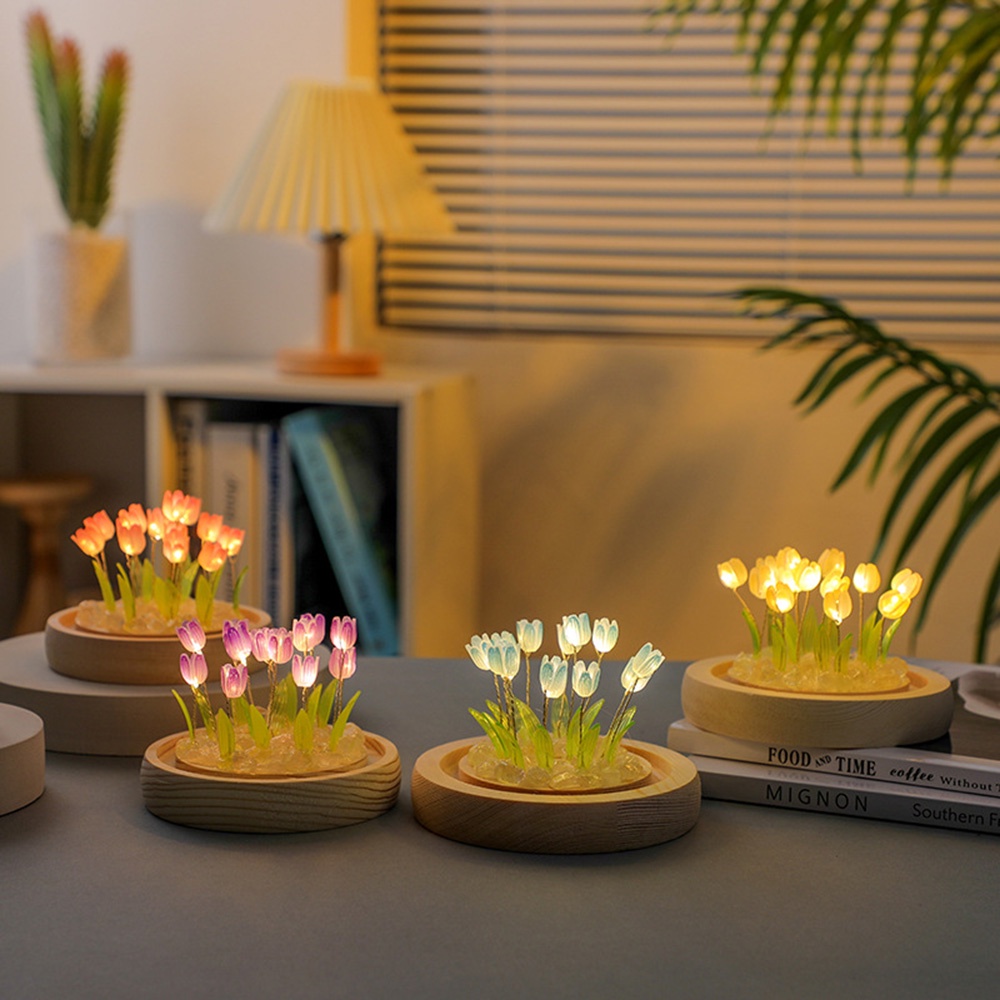 Lampu Malam Tulip Mini Diy Handmade Kreatif Lucu Hadiah Festival Barang Hias Untuk Hari Bulanan