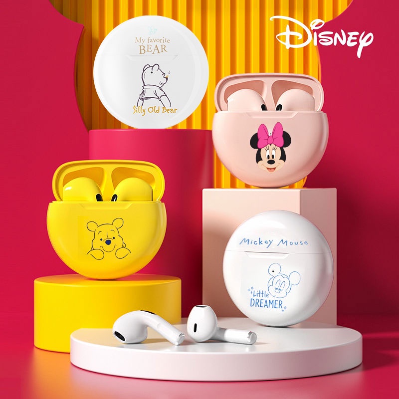 Disney TWS Wireless Bluetooth Earphones Sports Headphones HD Call with Stereo Mic Headset HIFI In-Ear Noise Earbuds