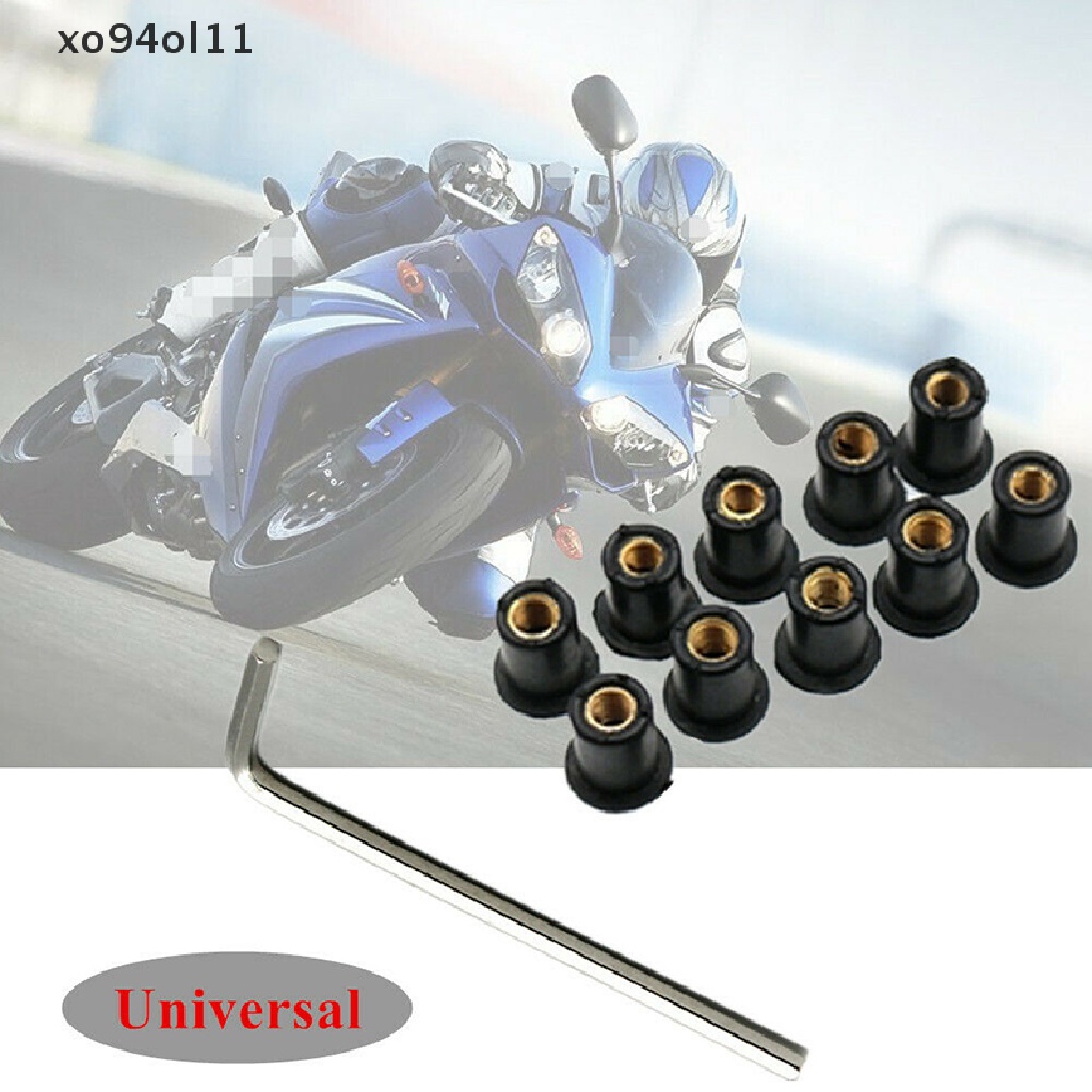 Xo 10PCS Kaca Depan Motor Windshield Fairing Baut Sekrup Kit Mur Sumur M5 15 mm OL