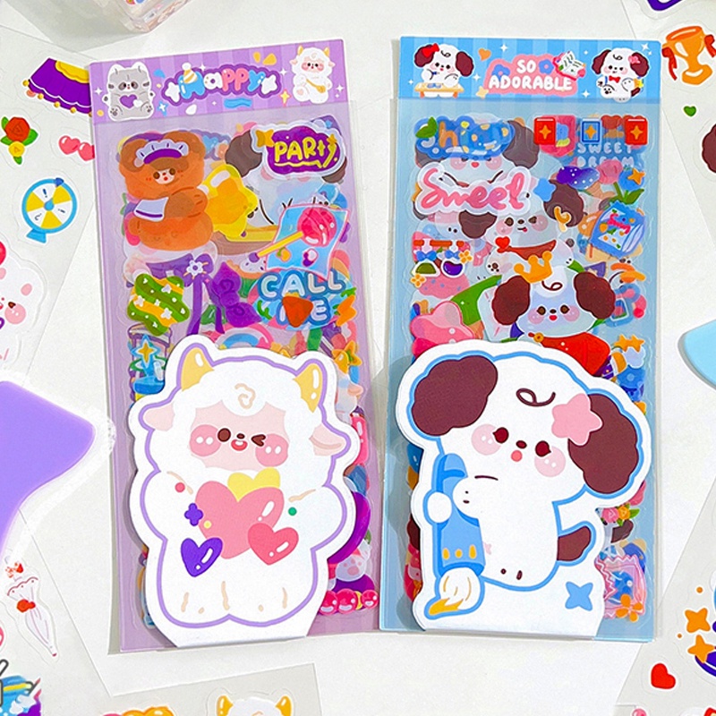 10lembar Stiker Seri PET Kartun Lucu Kartu Guka Siswa Deco DIY Tahan Air Stiker PET