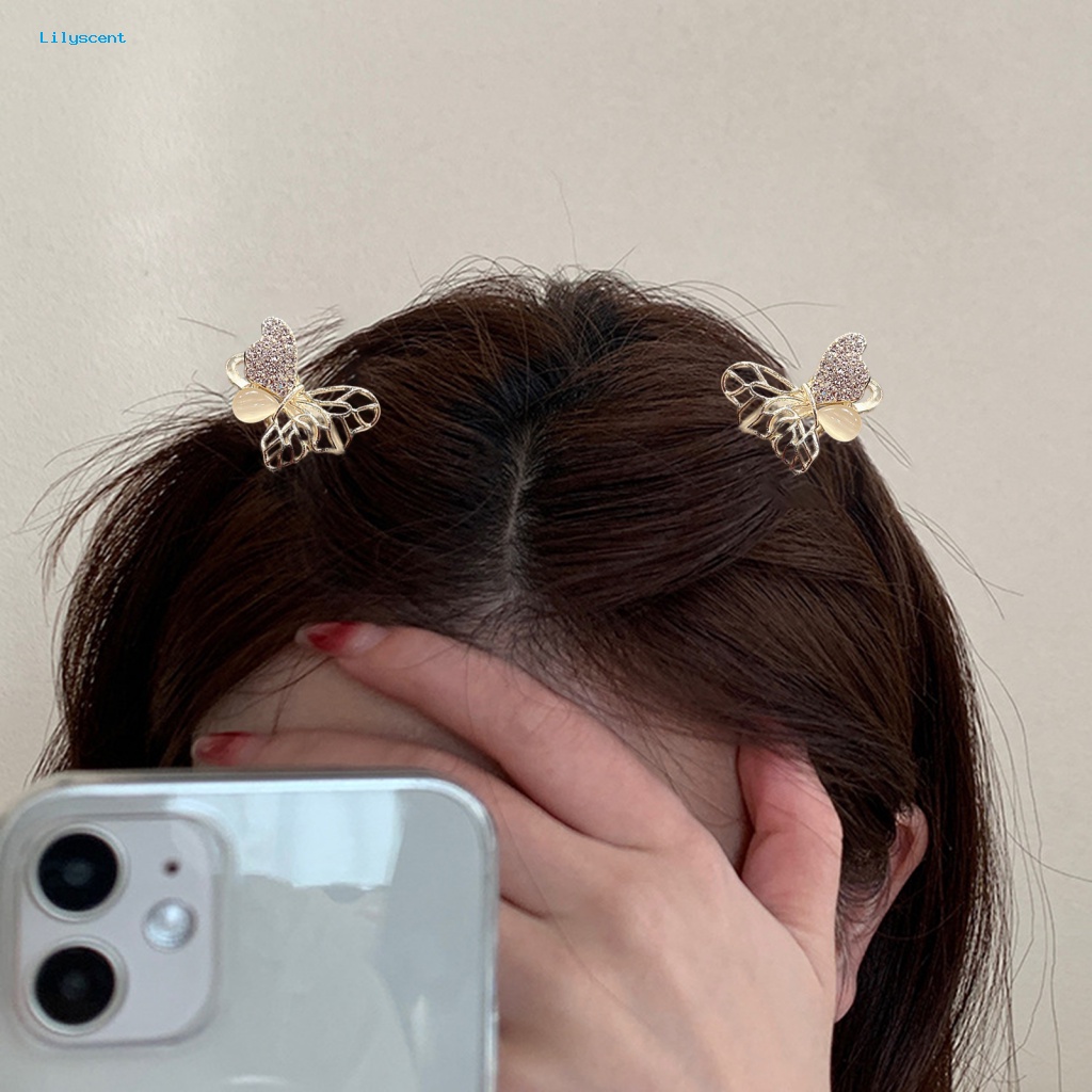 Lilyscent Non-slip Wanita Rambut Jepit Aksesoris Rambut Wanita Hair Claw Clip Side Clamp Kupu Bunga