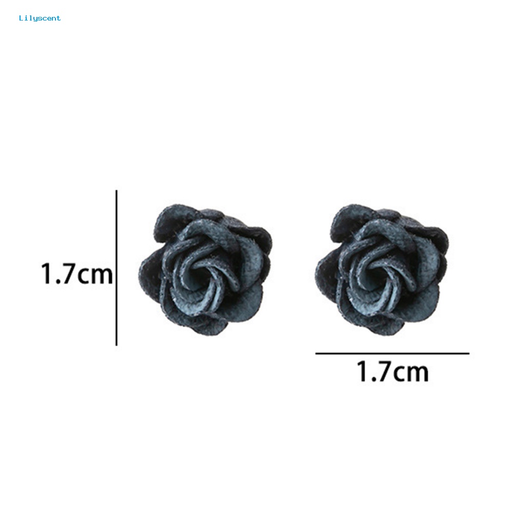 Lilyscent 1pasang Anting Wanita Ringan Untuk Pakaian Sehari-Hari Retro Simulasi Blue Rose Ear Studs Penampilan Hidup